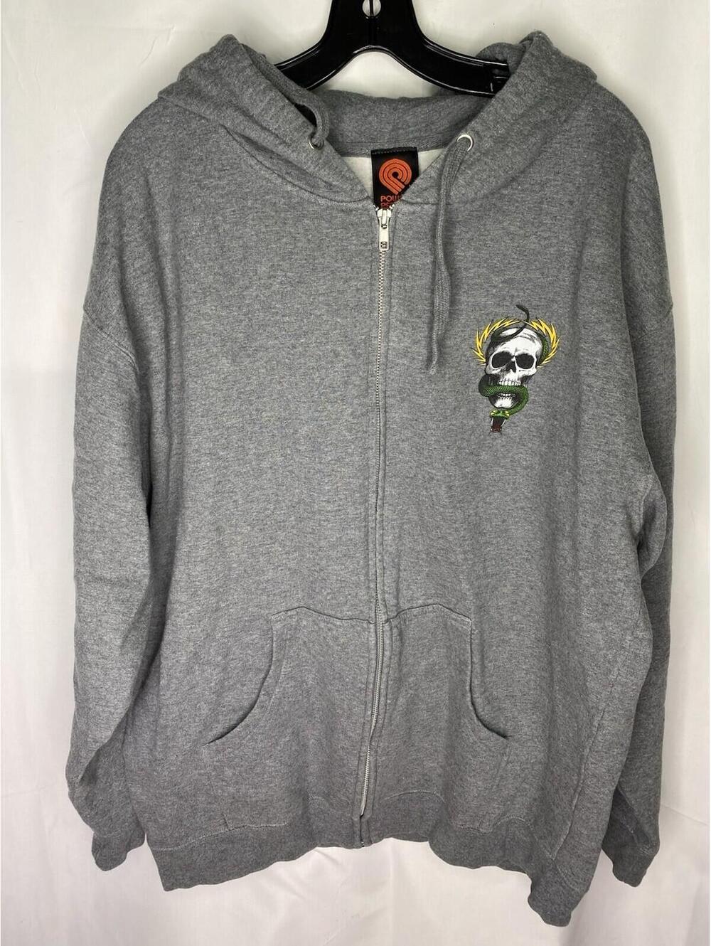 Powell Peralta Bones Skull Hoodie Size XXL Gray